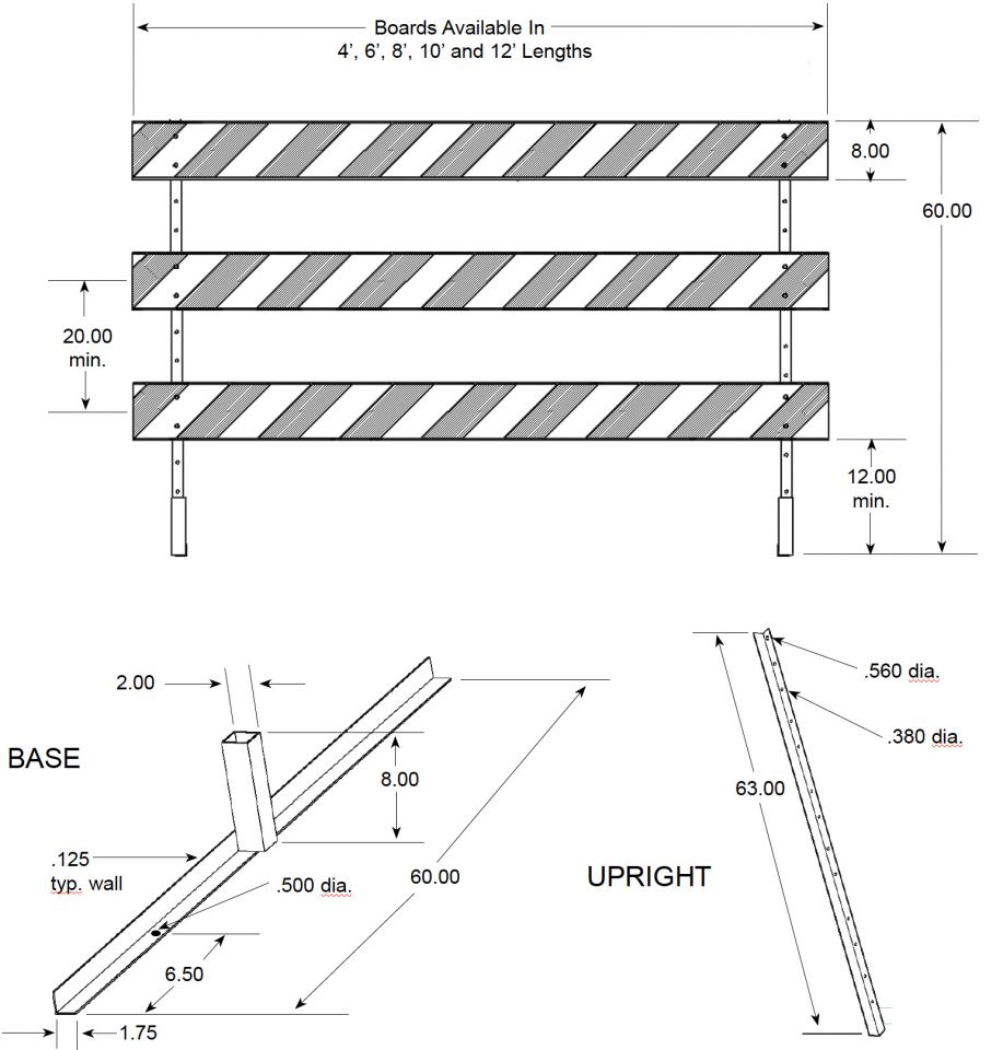 TD2600 Type III Works Barricade – Plastic/Angle Steel | Three D